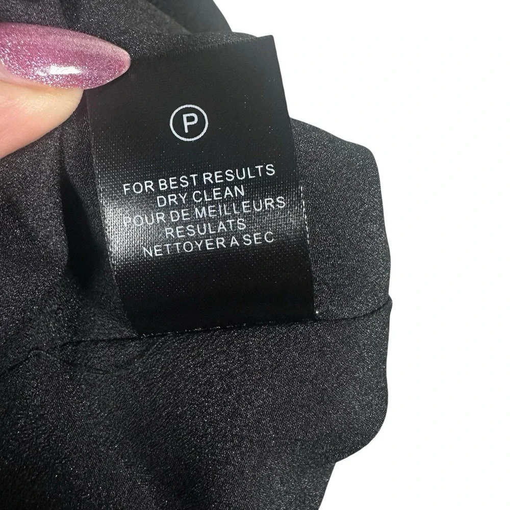 Halston Heritage NWT Black Metallic One Shoulder Draped Cocktail‎ Dress Size 0